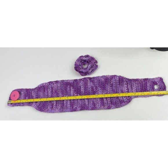 Handmade Purple Crochet Flower Headwrap Knit Headband Winter Ear Warmer - Picture 10 of 12